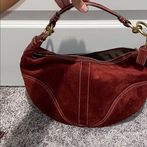 Coach red suede tote